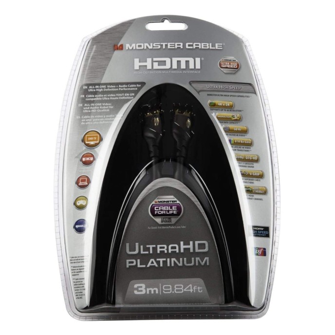 Cable HDMI Monster Platinum Ultra Alta Velocidad de 22,5 Gbps y 3 m